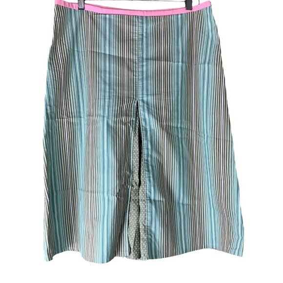 Judith LaCroix Size 44 Skirt Striped Blue White A Line Knee Length Womens - Picture 1 of 6